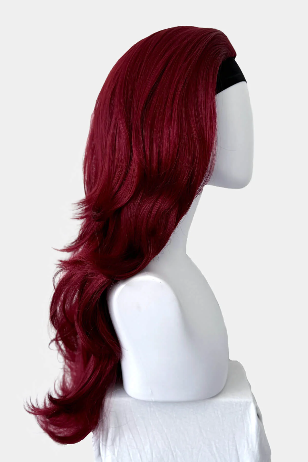 Red half wig hairpiece with long loose curls: Ivy - Image 10