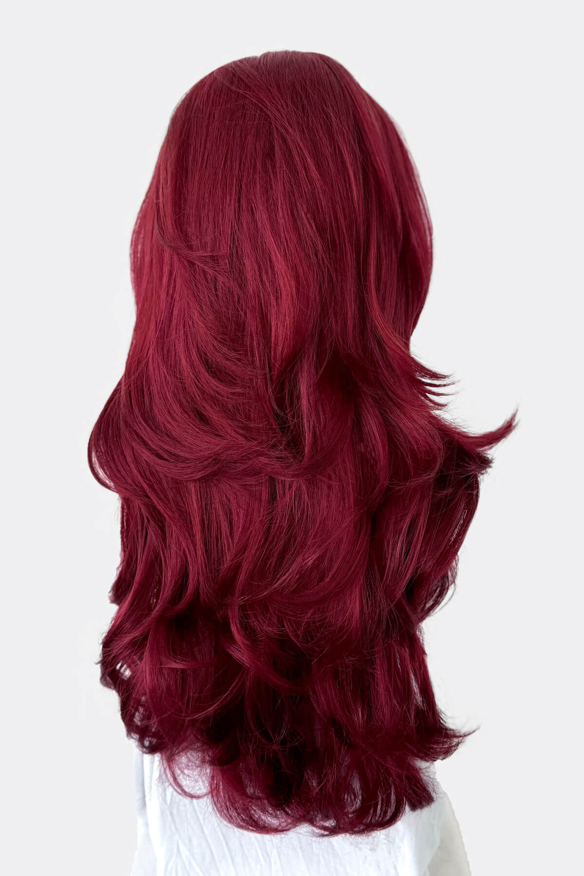 Red half wig hairpiece with long loose curls: Ivy - Image 11