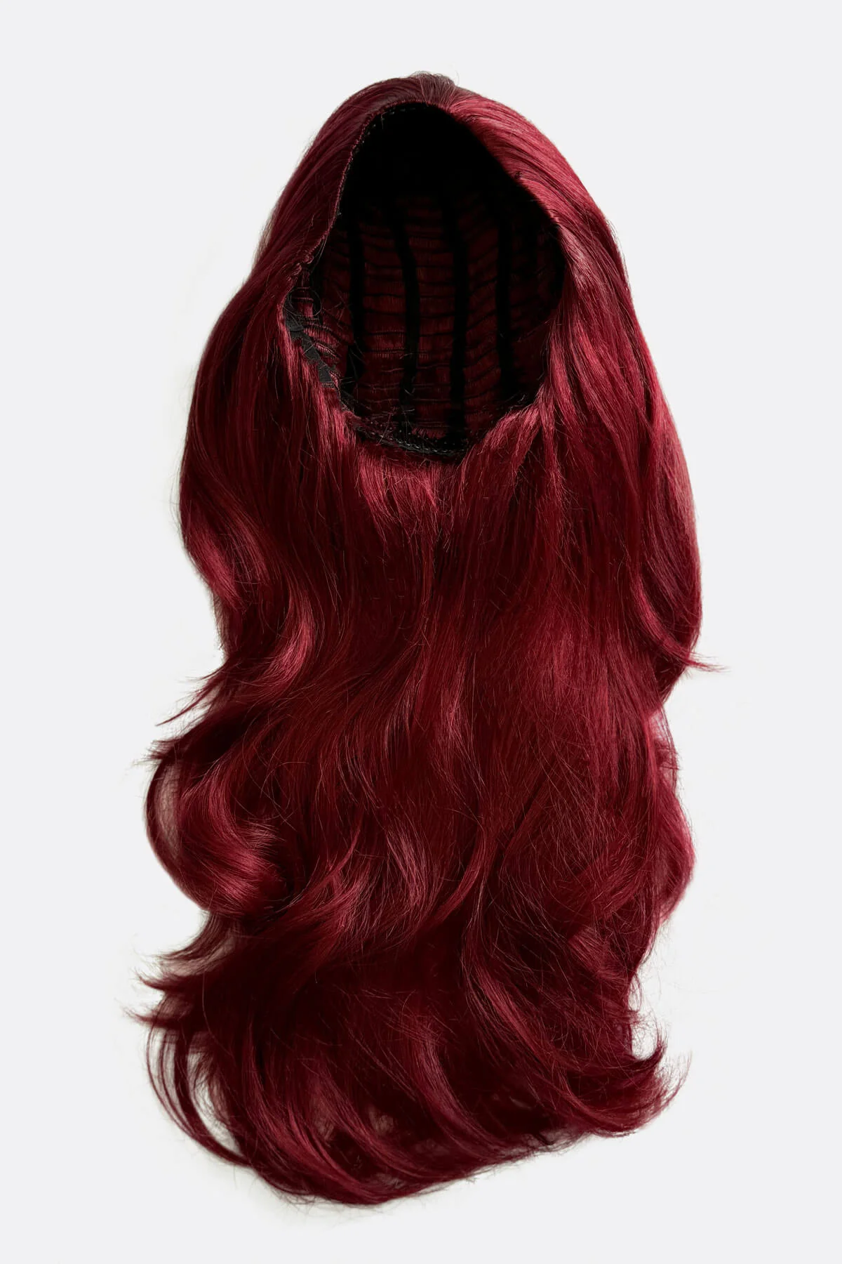 Red half wig hairpiece with long loose curls: Ivy - Image 12