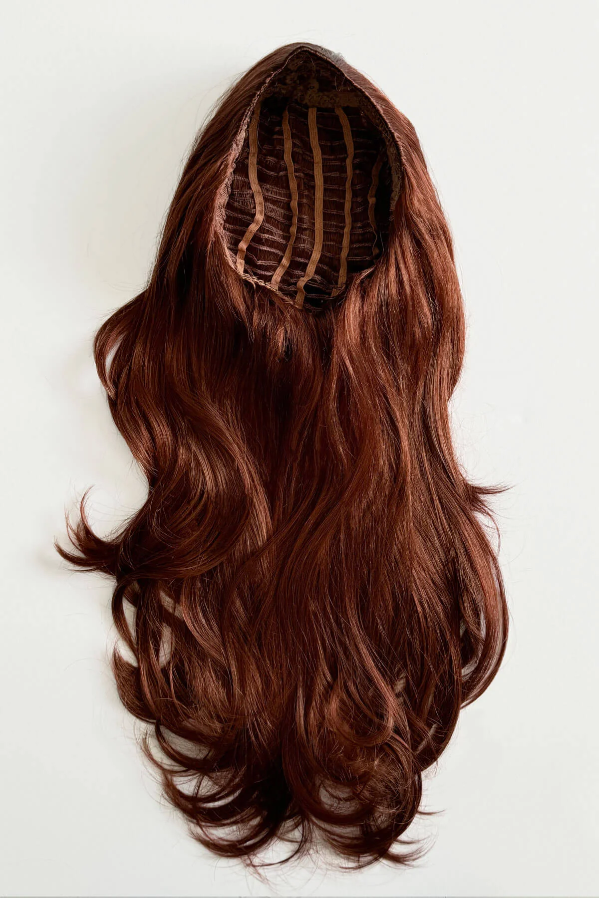 Red half wig hairpiece with long loose curls: Ivy - Image 4