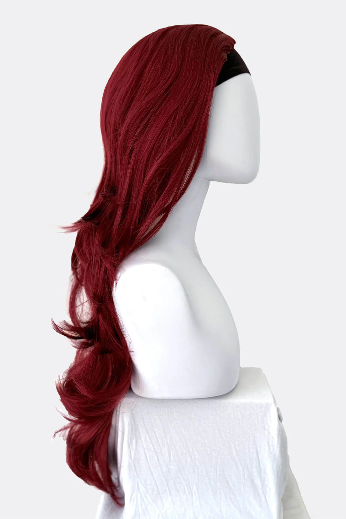 Red half wig hairpiece with long loose curls: Ivy - Image 6