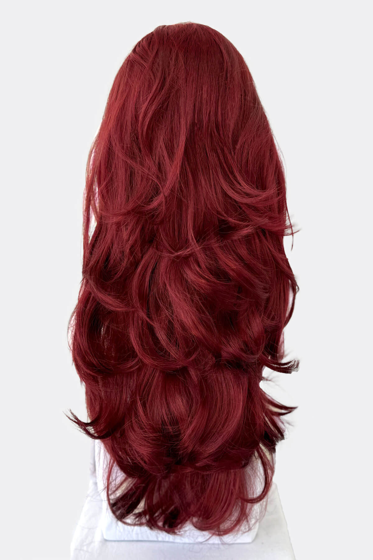 Red half wig hairpiece with long loose curls: Ivy - Image 7