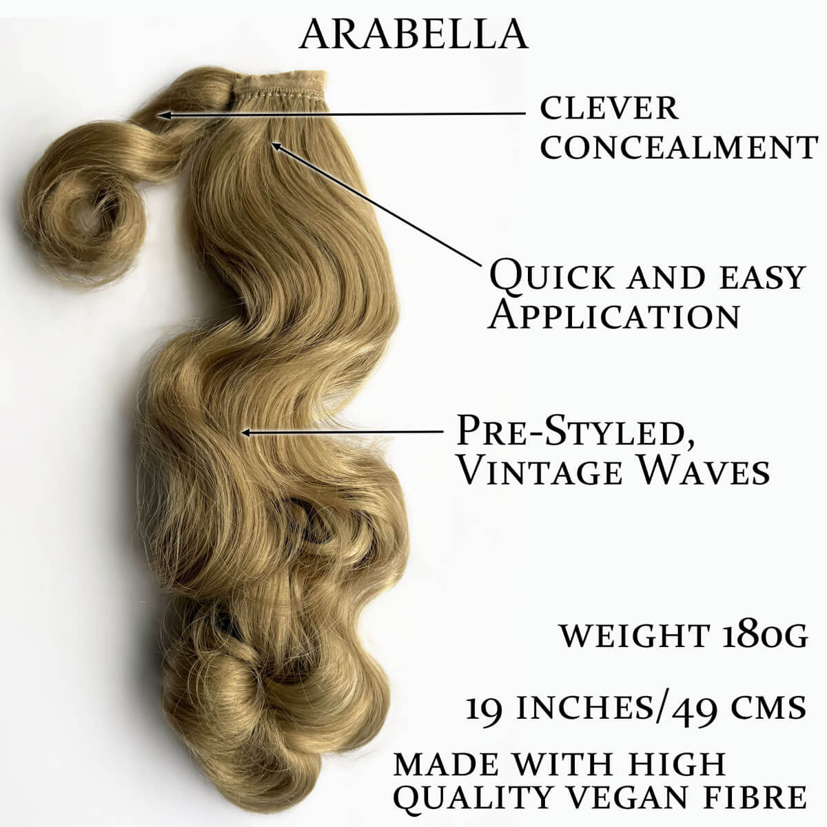 Retro style ponytail hairpiece, long with vintage waves: Arabella - Image 28