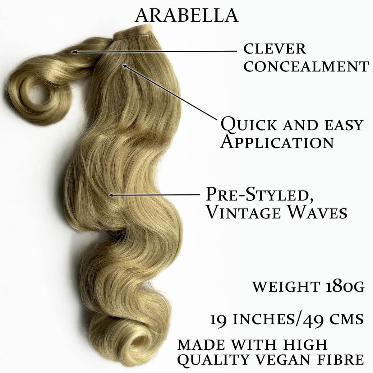 Retro style ponytail hairpiece, long with vintage waves: Arabella - Image 33