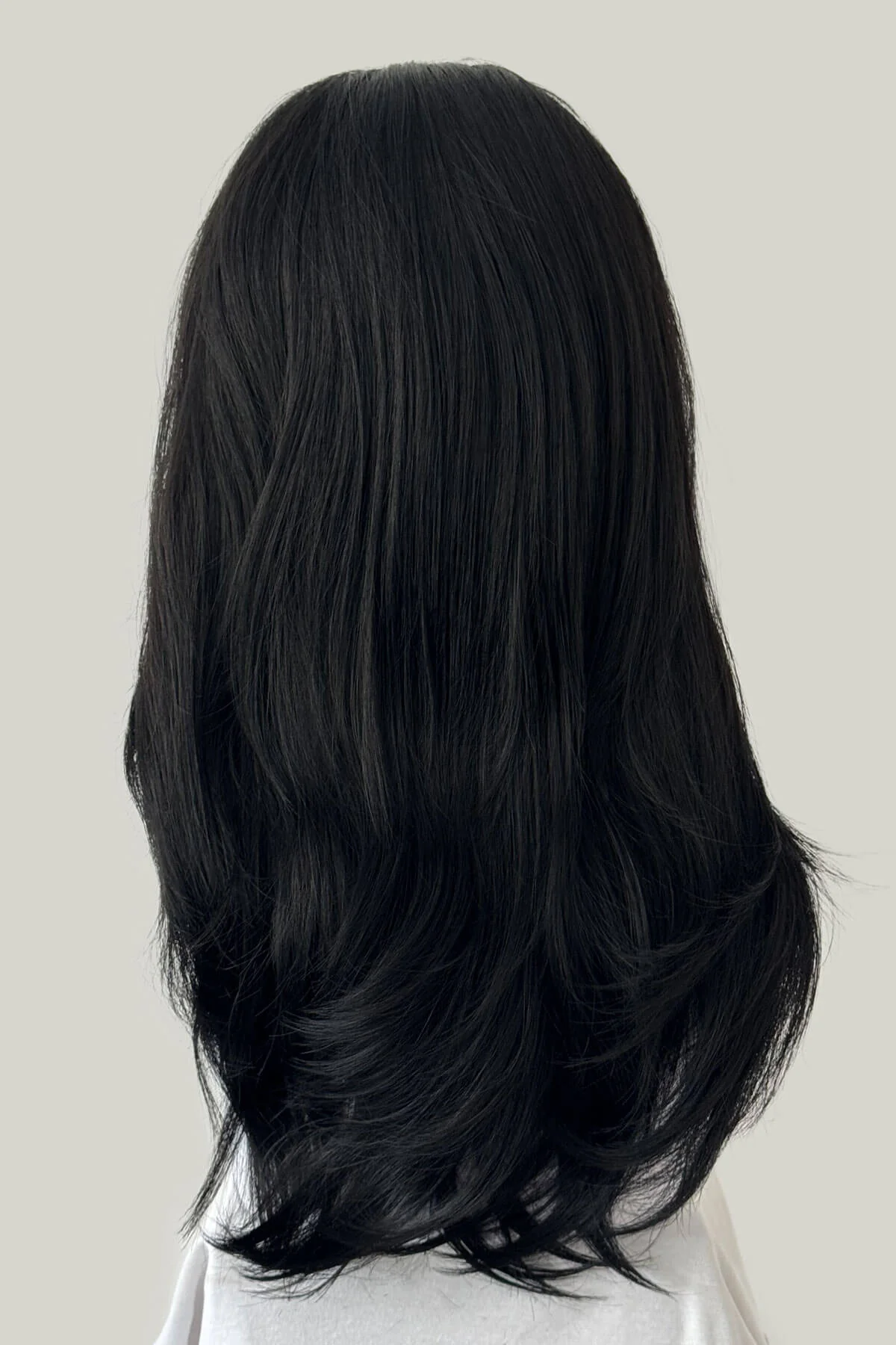 Straight black half wig hairpiece, layered: Cerys - Image 5
