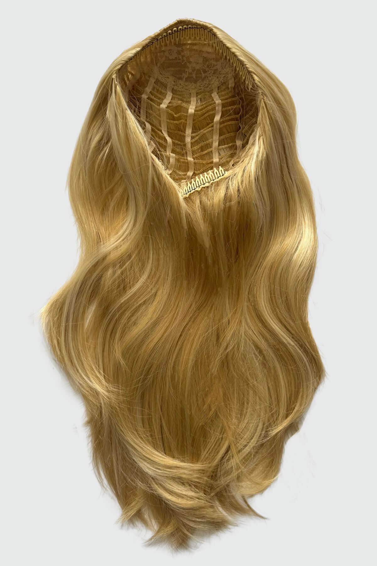 Straight blonde half wig hairpiece (3/4 wig), layered: Autumn - Image 12