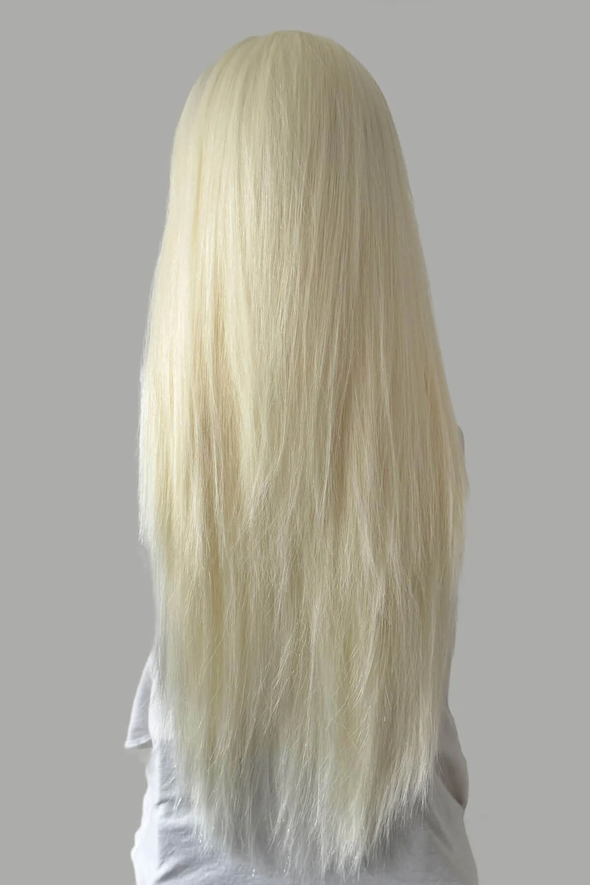 Straight platinum blonde half wig hairpiece (3/4 wig): Shannon - Image 5