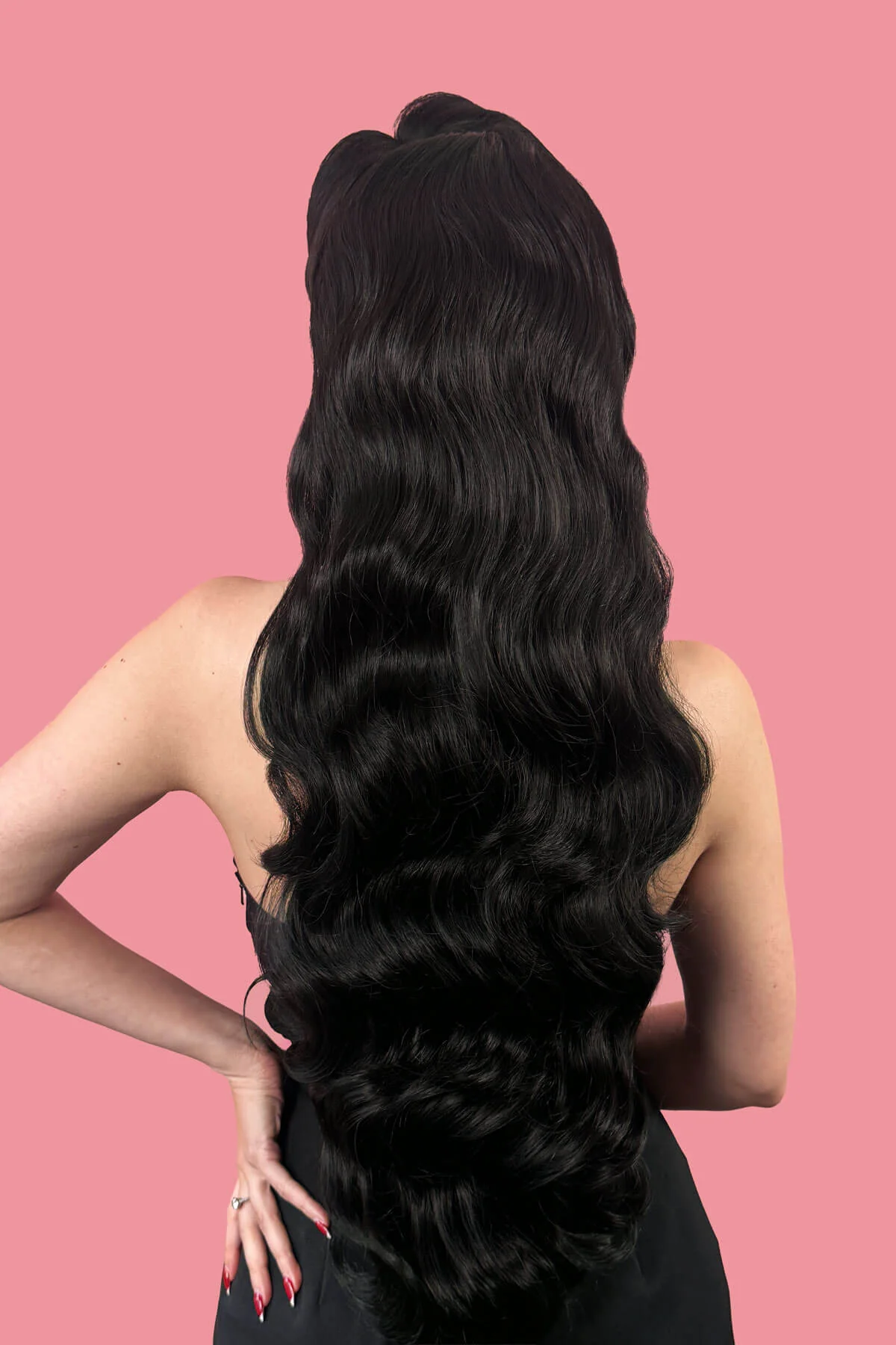 Ultra long half wig with hollywood waves: Mousumi - Image 3