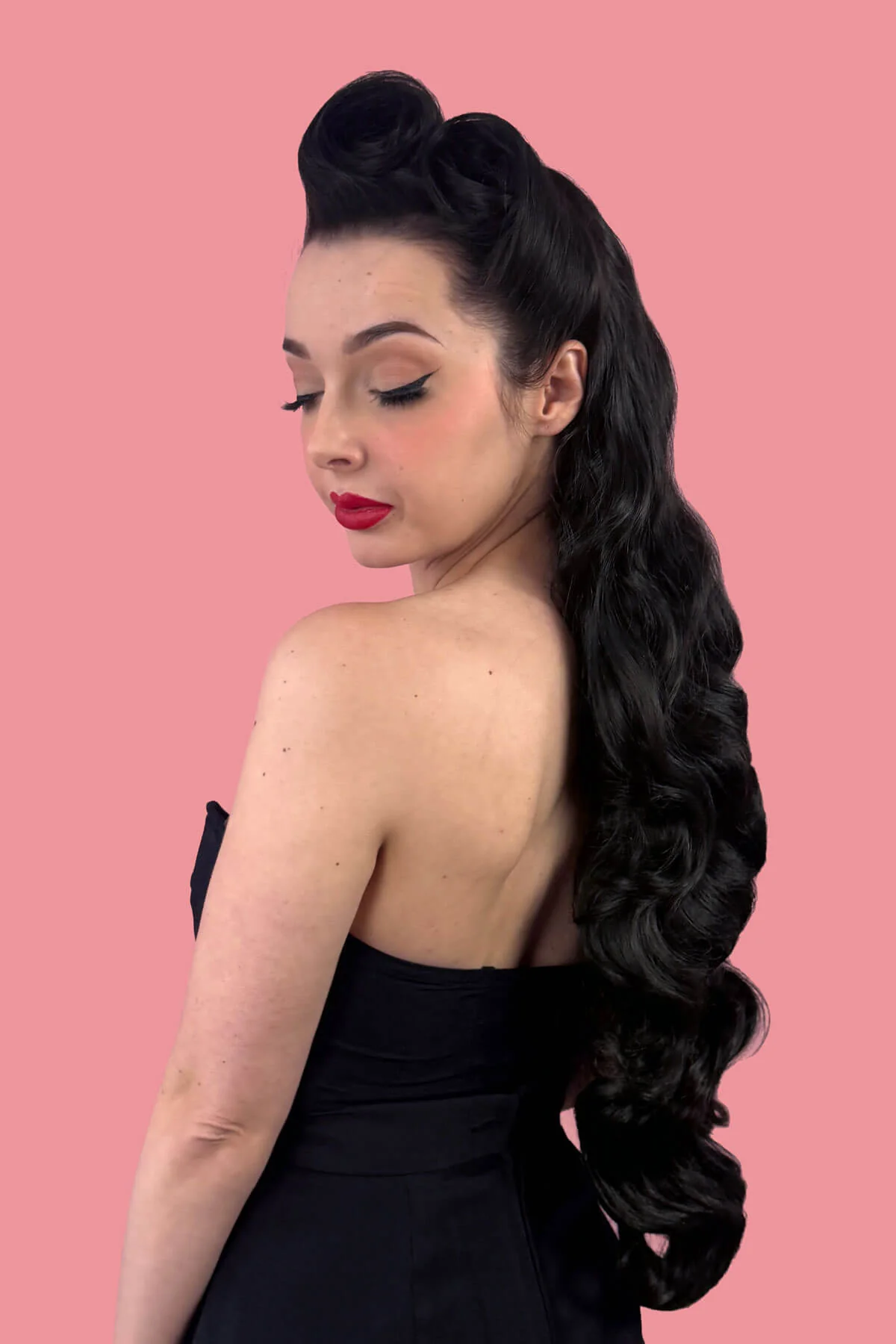 Ultra long half wig with hollywood waves: Mousumi - Image 9
